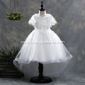 Children Sleeveless Princess Lace Floral Printed Birthday white flower girls dresses for weeding